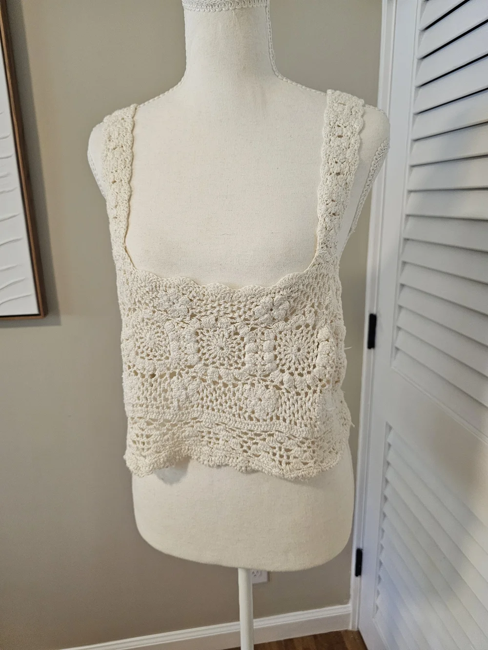 Free People Lost In Your Eyes Crochet Top | Boho Cotton Open Knit | Size medium